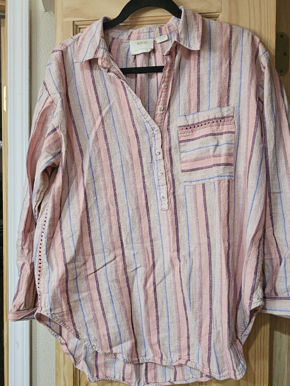 Anthropologie Pink Striped Girls' Button-Front Tunic